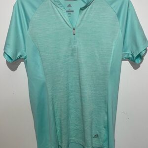 Adidas Women's Green Quarter Zip Heather Raglan Sleeve Athletic Golf Top Medium